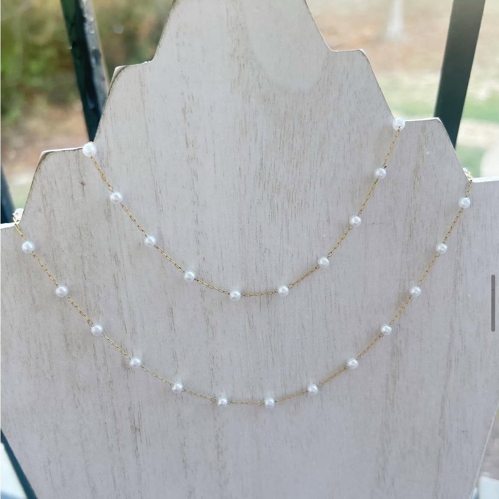 Pearl beaded chain necklace